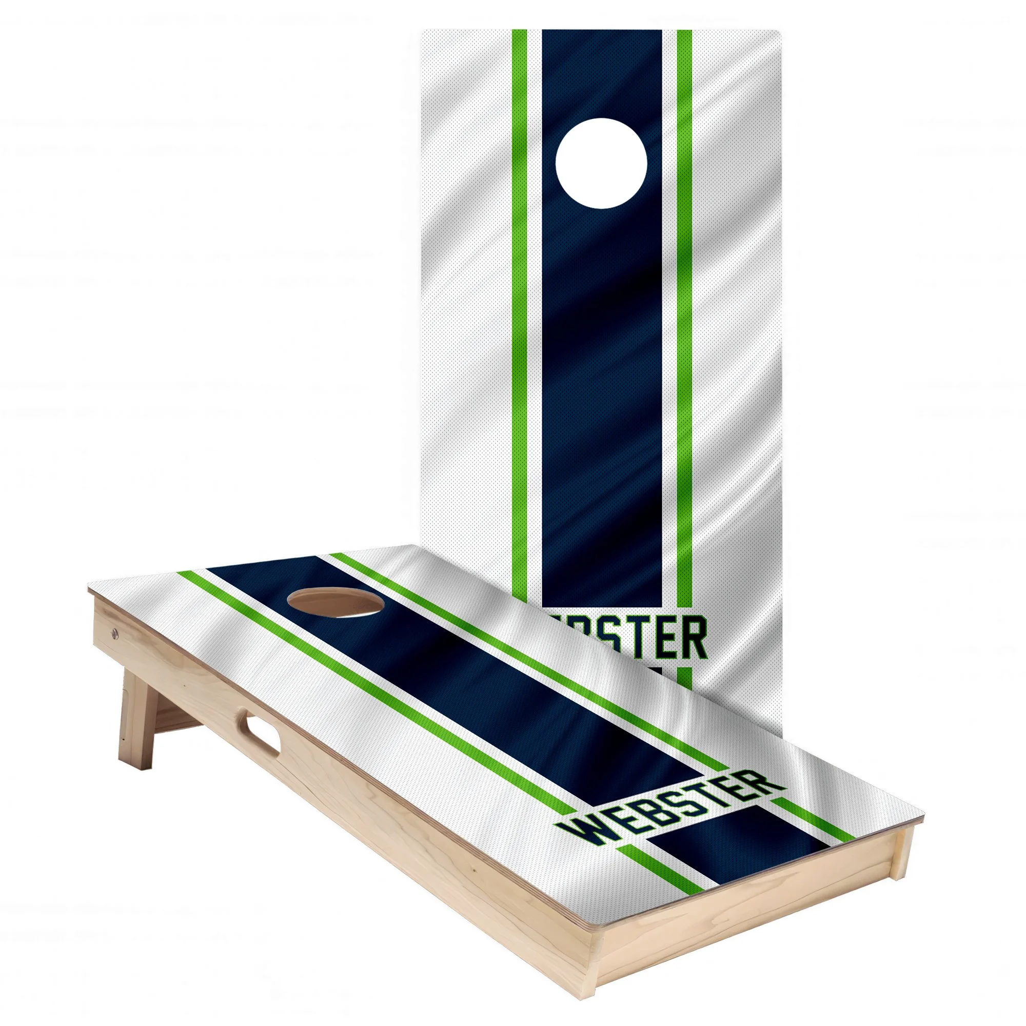 Personalized Seattle Seahawks Colors (Away) custom jersey texture Cornhole board wrap sticker decal set