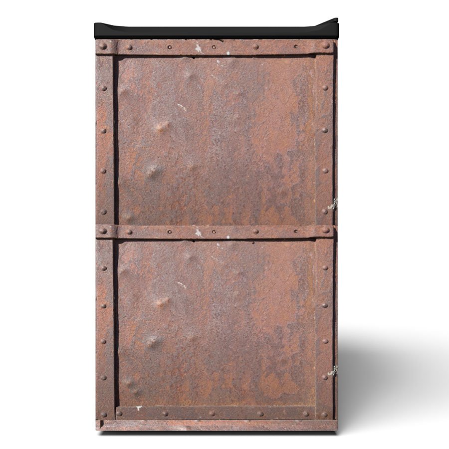 Rust Metal Box Mini fridge Vinyl Wrap Front