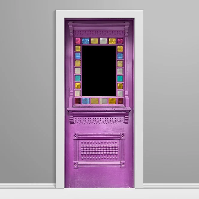26 Stain glass Door wrap Magenta Blank