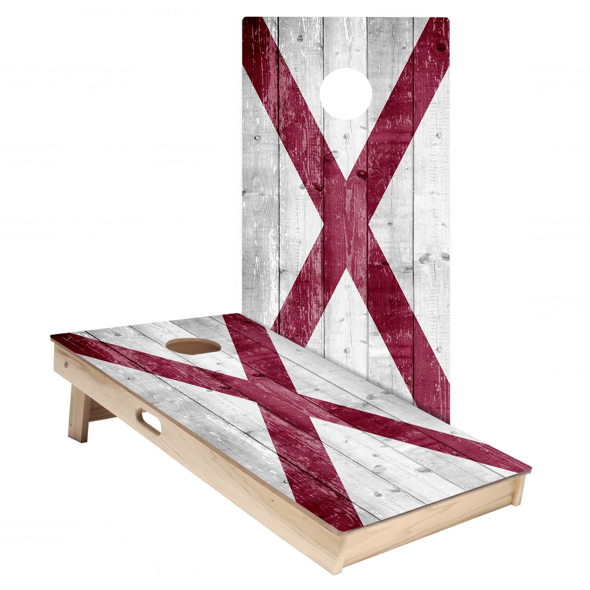 Alabama state flag rustic cornhole board wrap sticker decal set