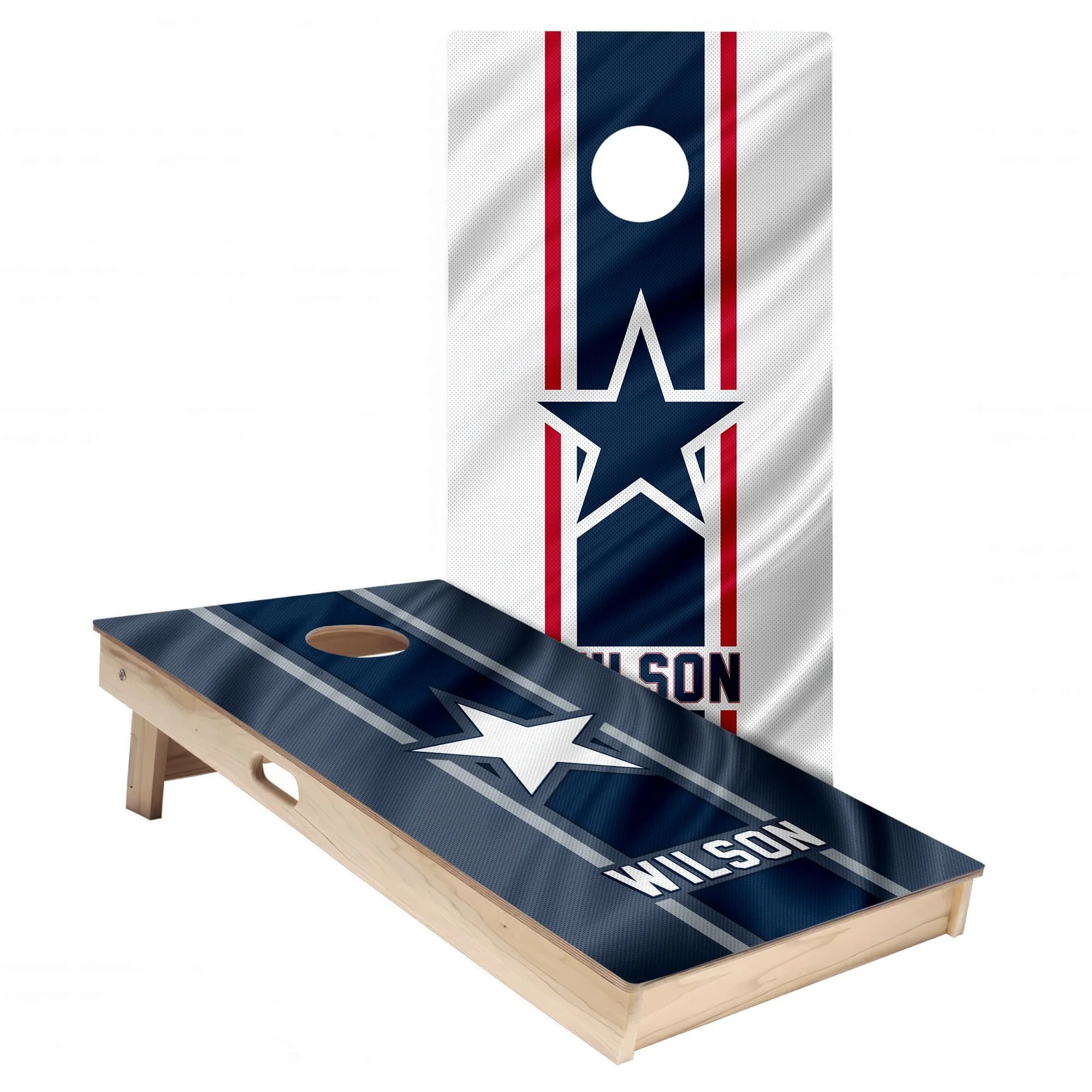 Personalized New England Patriots Colors (Away + Rival) custom jersey Cornhole board wrap sticker decal set (Copy)