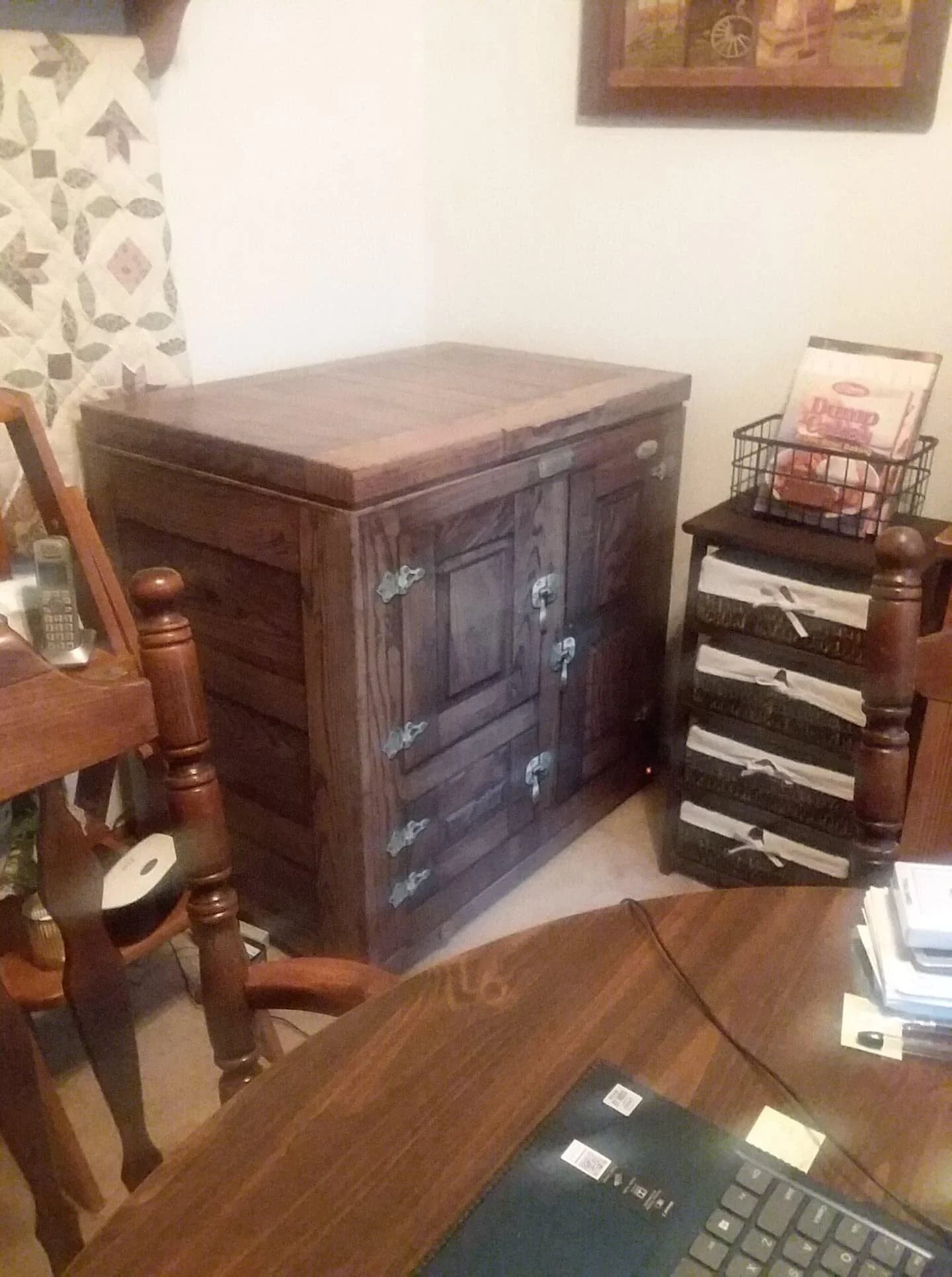 ice, box, icebox, vintage, wood, wooden, chest, freezer, wrap, skin