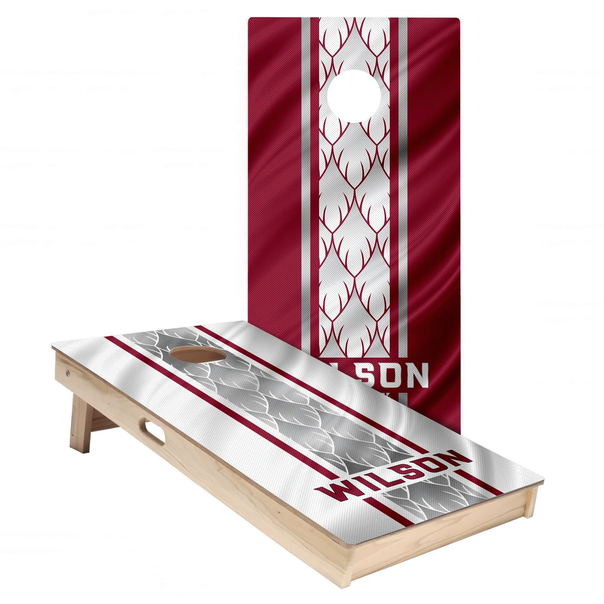 Personalized Arizona Cardinals Colors (Home & Away) custom wood texture Cornhole board wrap sticker decal set