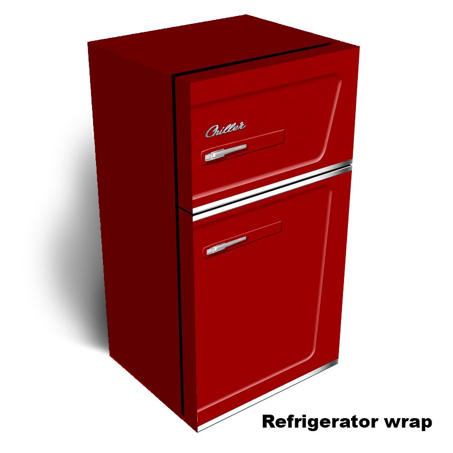 Cherry Red Retro Chiller Refrigerator Wrap
