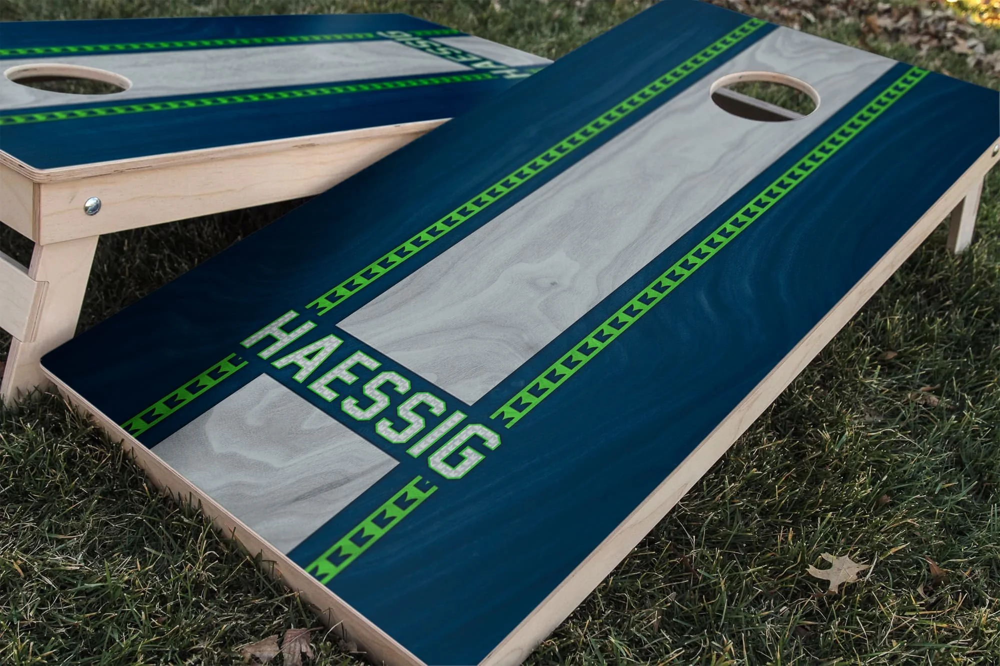 Personalized Seattle Seahawks Colors (Home) custom Cornhole board wrap sticker decal set