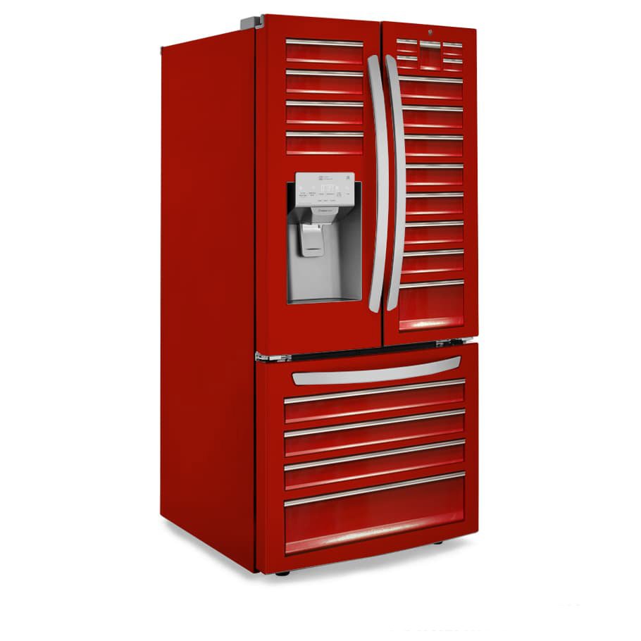 Red Tool Chest French Refrigerator Wrap