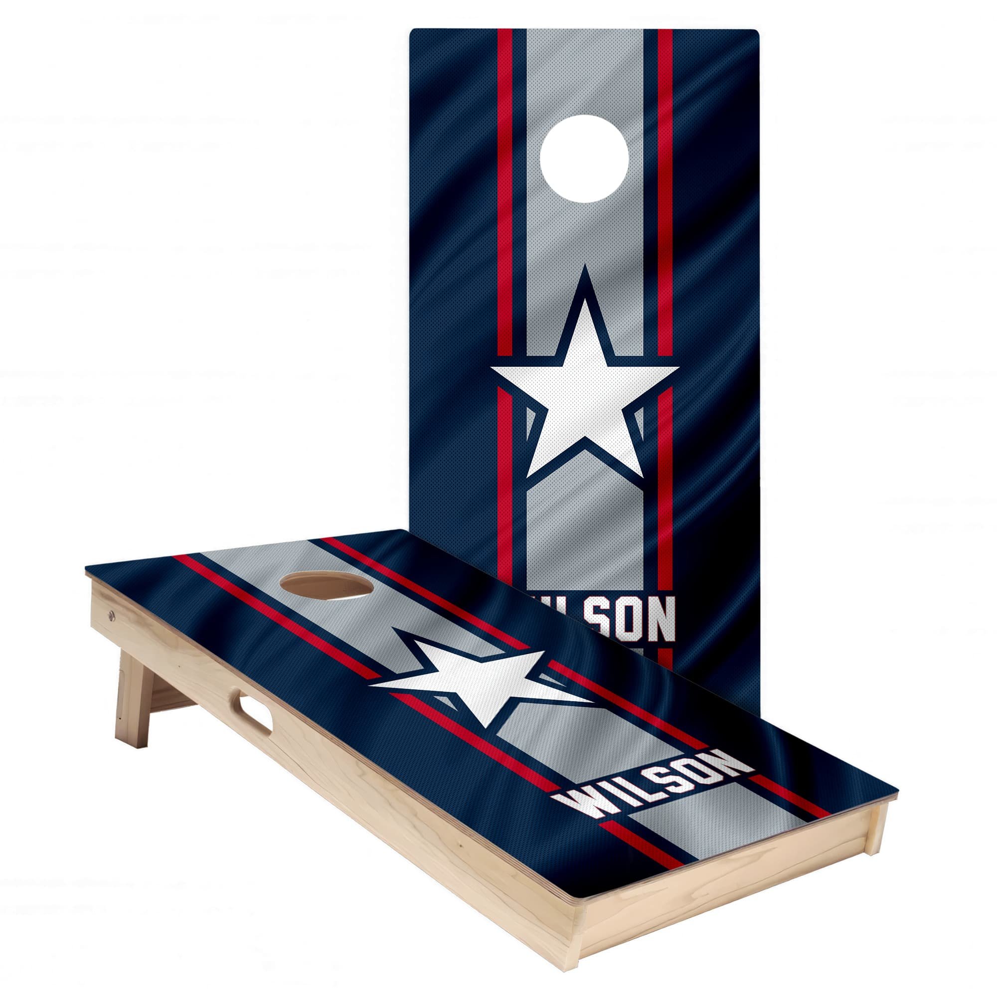 Personalized New England Patriots Colors (Home) custom jersey Cornhole board wrap sticker decal set