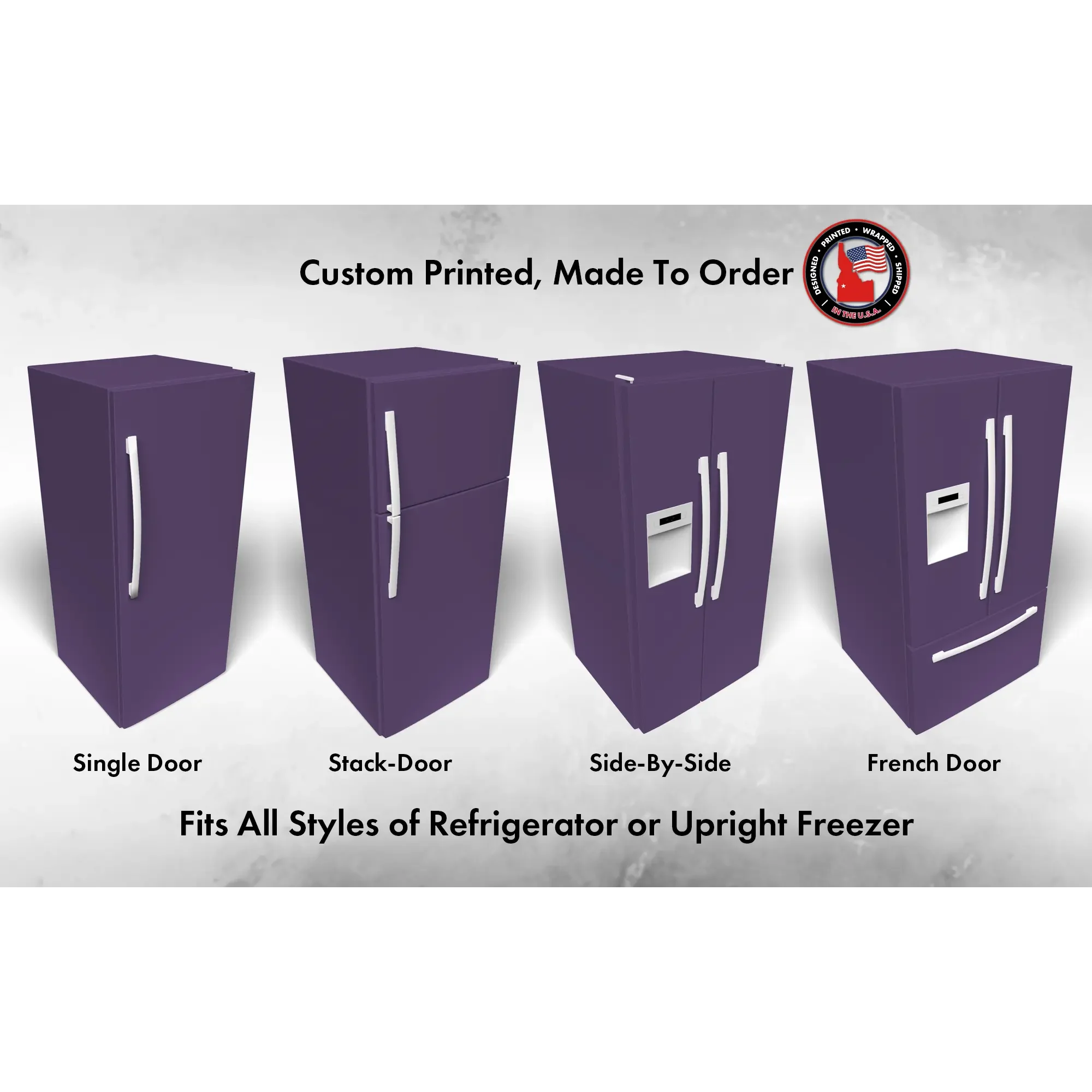 Impulsive Purple Paint Match Refrigerator Wrap Four 3D Mockups Square.webp