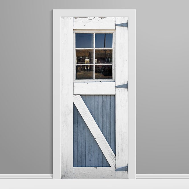 Dairy Farm Door Custom Printed Vinyl Wrap Blue Left