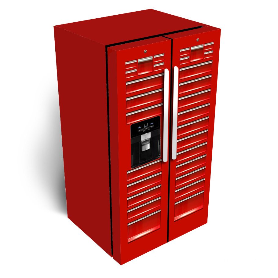 Red Tool Chest Side by Side Refrigerator Wrap