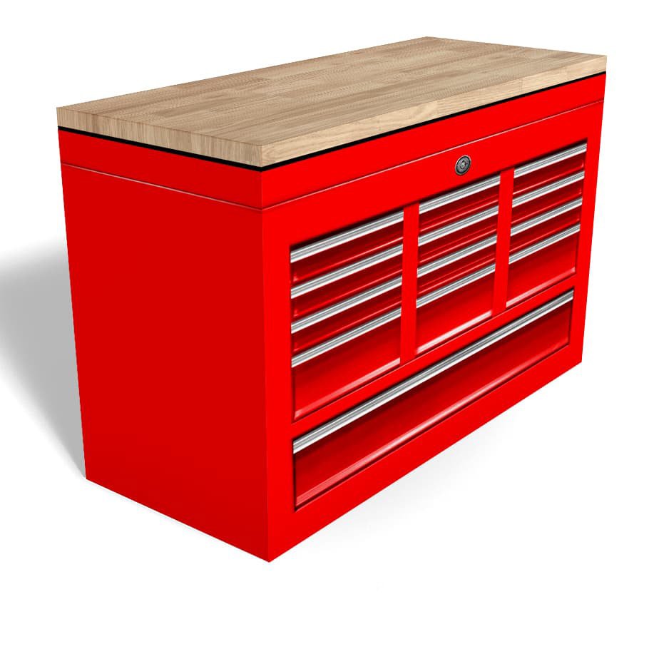 Butcherblock Workbench Tool Box Chest Freezer Wrap - Craftsman red