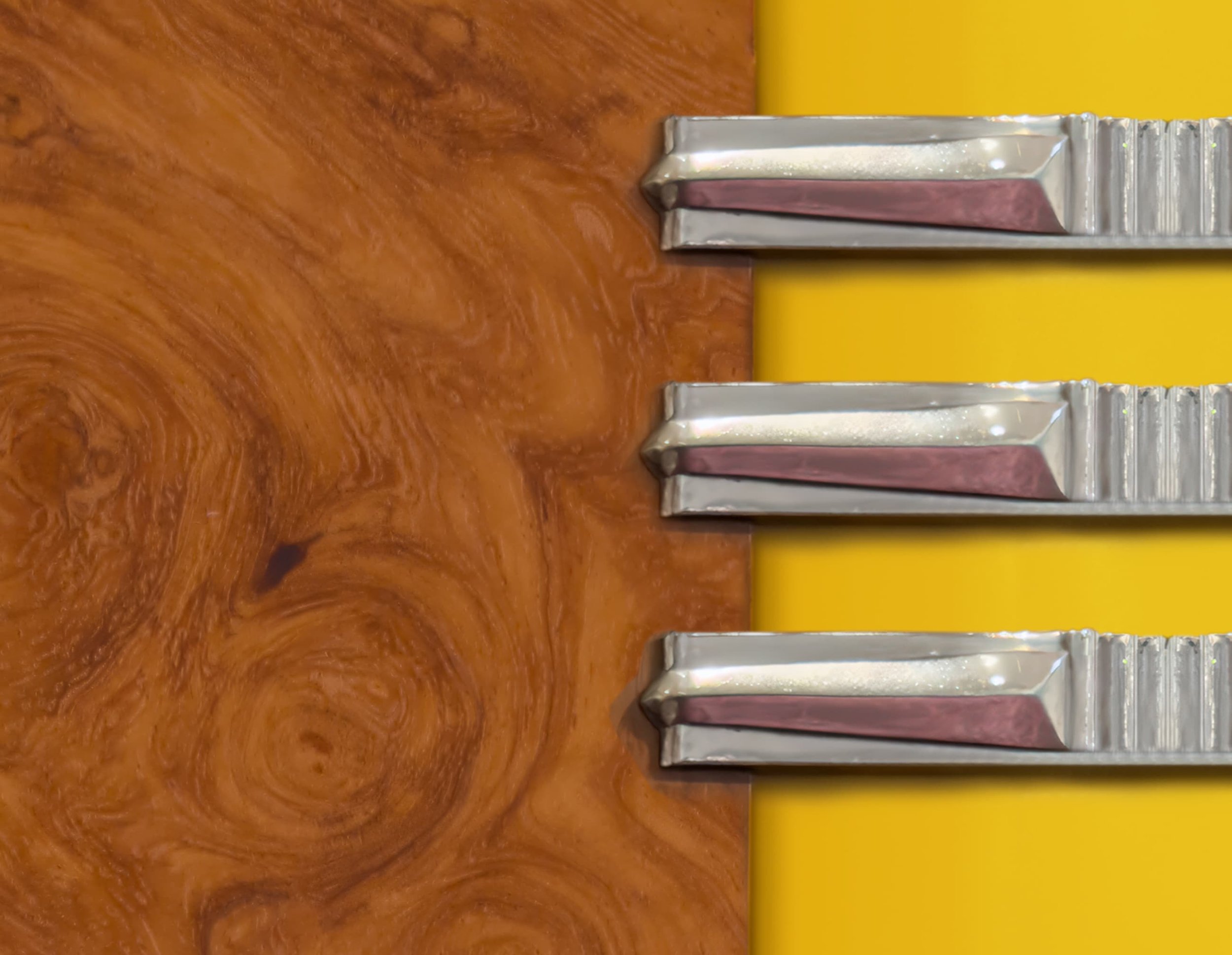 close up of the chrome accent and wood section, showing the quality of our Wurlitzer model 500 vinyl wrap