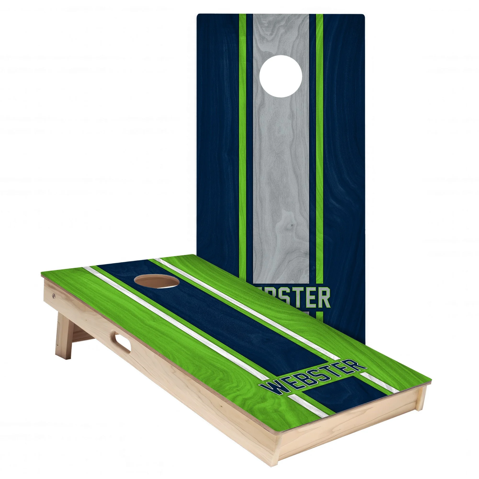 Personalized Seattle Seahawks Colors (Home & Alternate) custom wood texture Cornhole board wrap sticker decal set