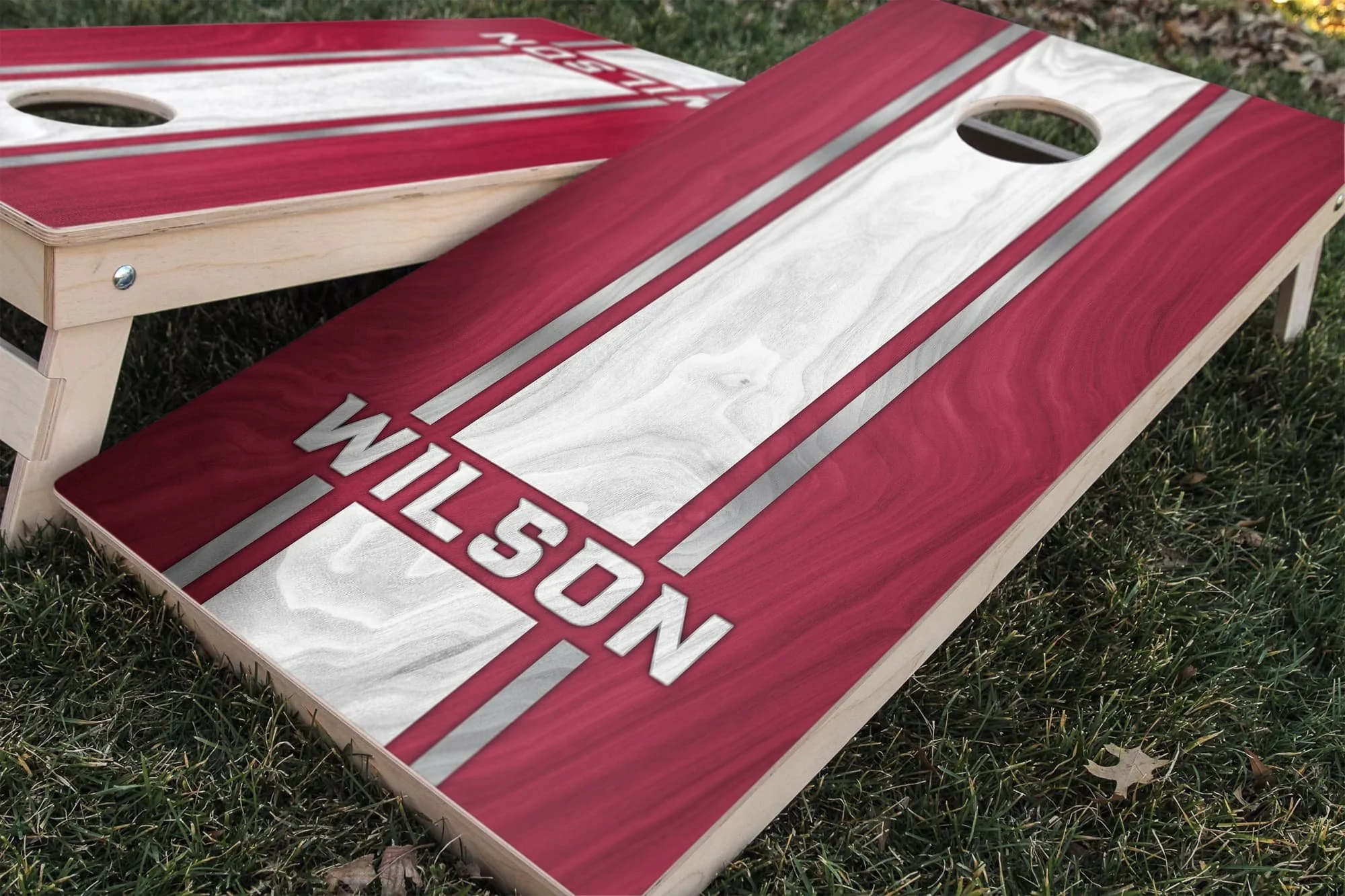 Personalized Arizona Cardinals Colors (Home) custom wood texture Cornhole board wrap sticker decal set