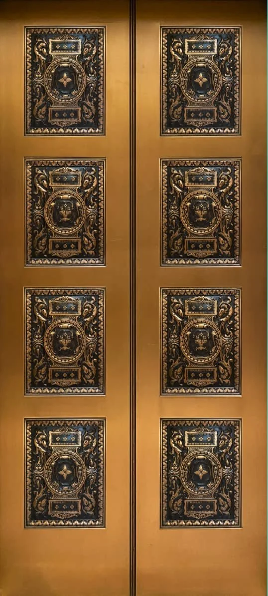 Golden Elevator Door Wrap