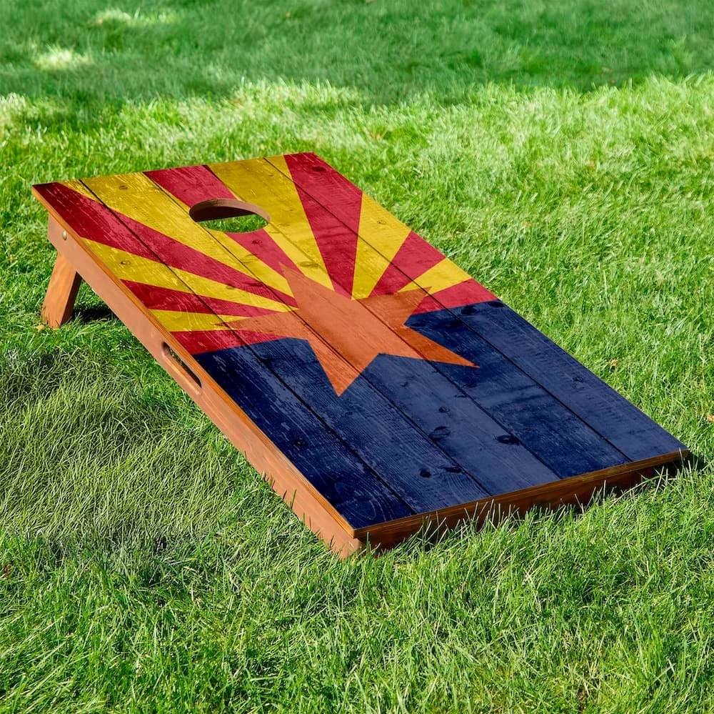 Arizona state flag rustic cornhole board