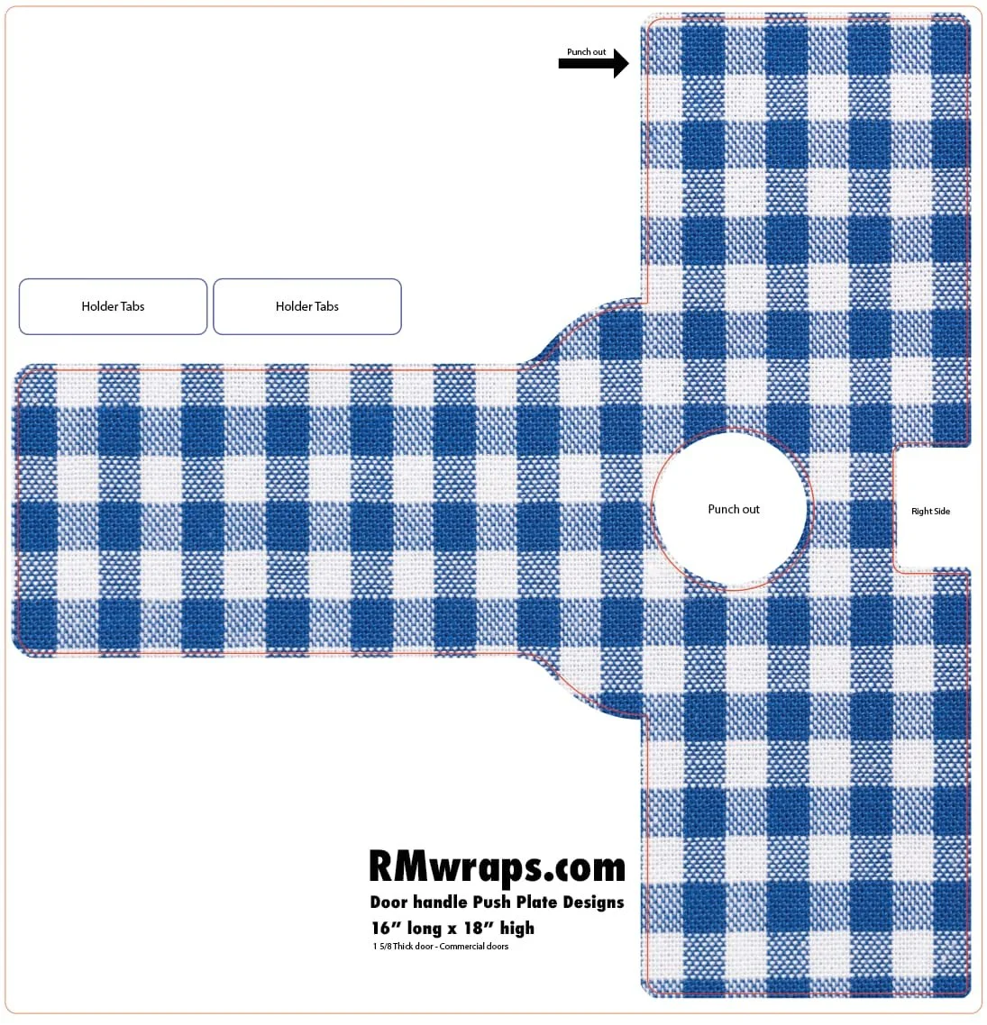 Blue and white checkered tablecloth - Decorative Push Plate Wraps