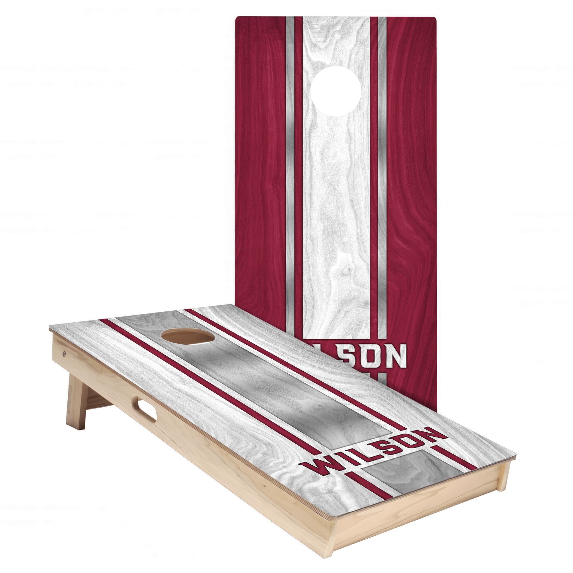 Personalized Arizona Cardinals Colors (Home & Away) custom wood texture Cornhole board wrap sticker decal set