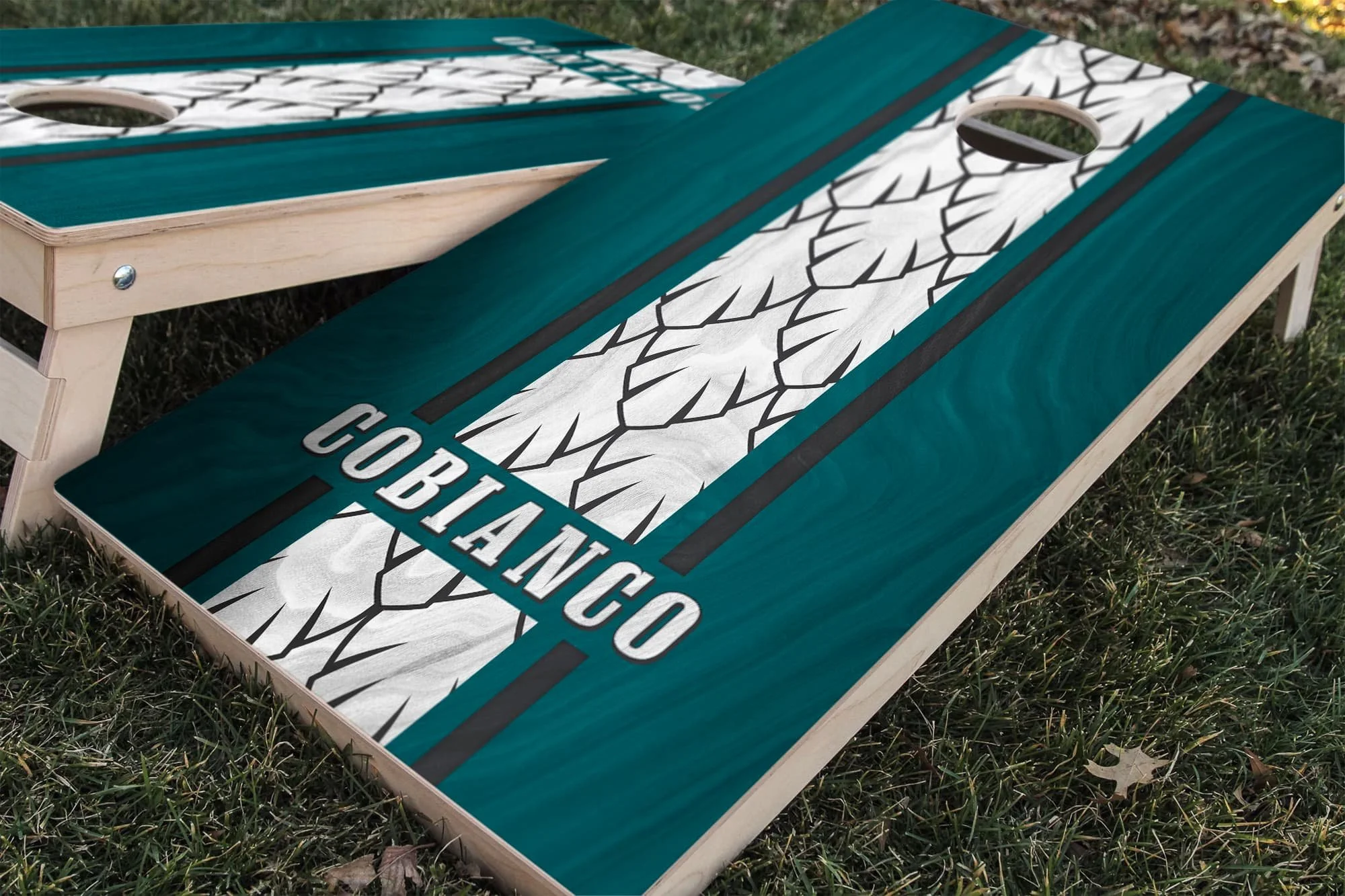 Personalized Philadelphia Eagles Colors (Home) custom wood texture Cornhole board wrap sticker decal set