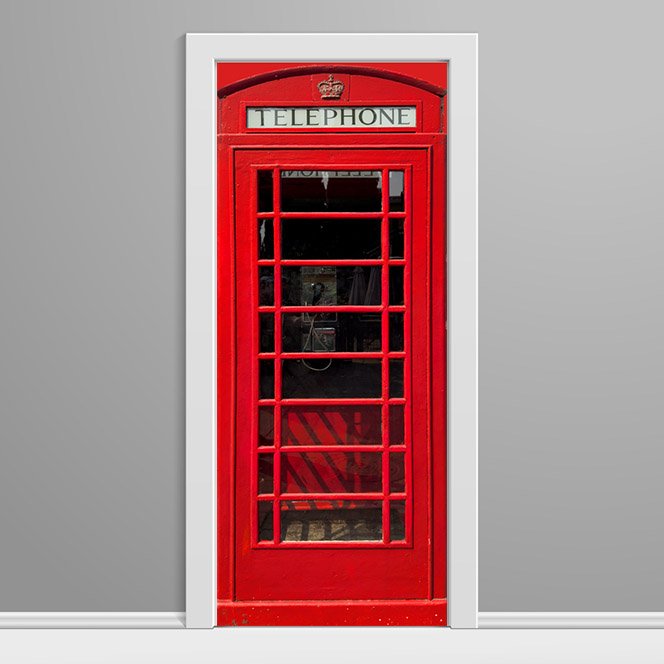 London Red Telephone Booth English Iron Phone Box Door wrap