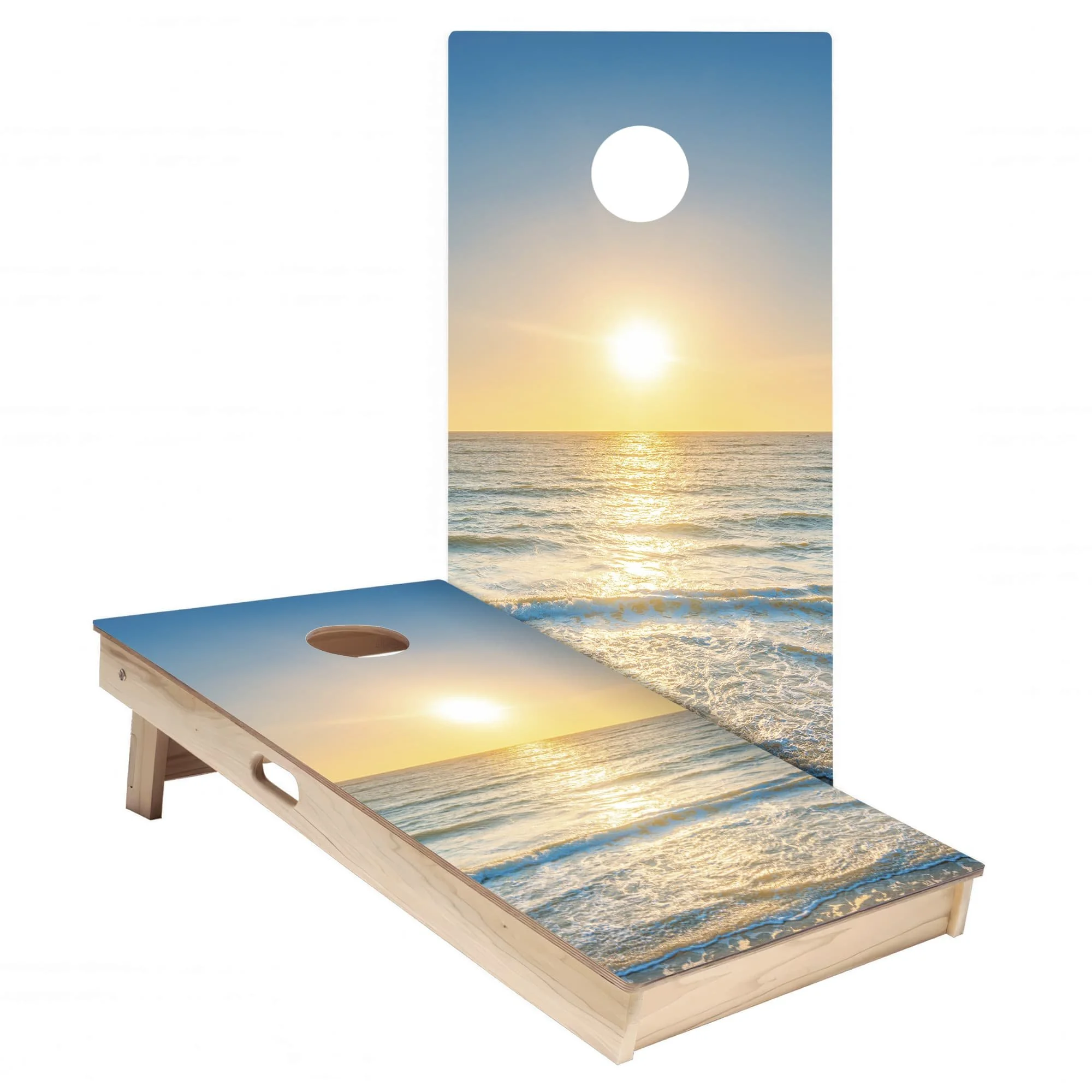 Ocean Sunrise #2 Cornhole Board Wrap Set