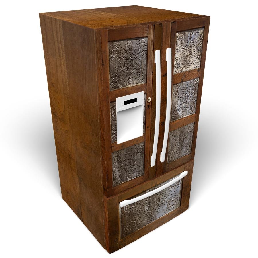 Tin Punch Metal Door French Refrigerator Wrap