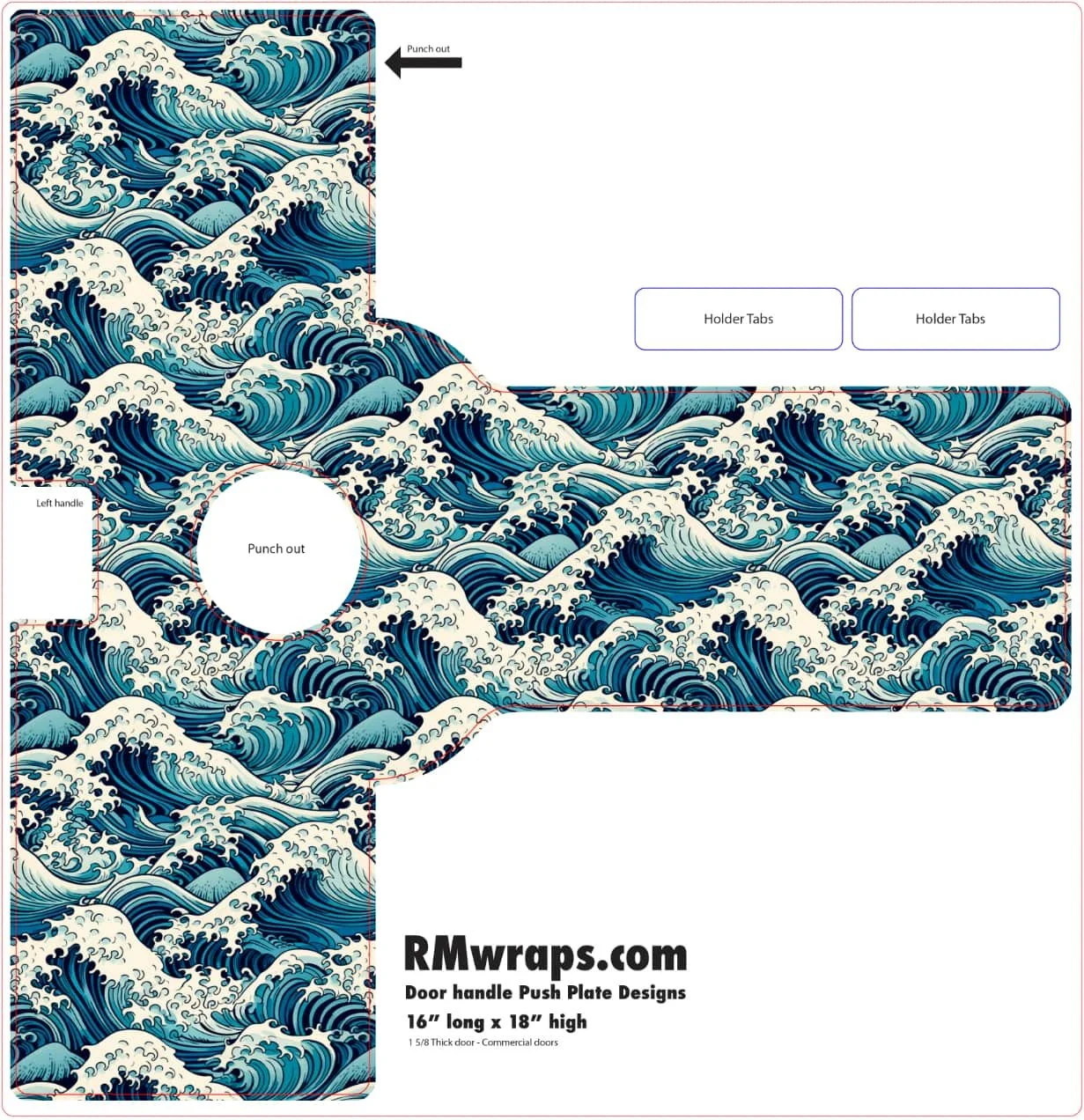 Japanese Waves - Decorative Push Plate Wraps
