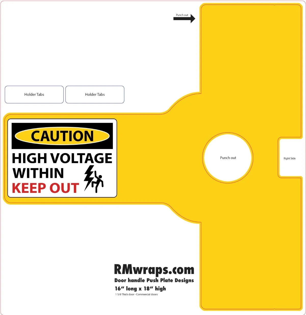 High Voltage - Caution - Decorative Push Plate Wraps