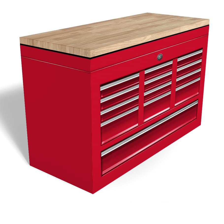 Butcherblock Workbench Tool Box Chest Freezer Wrap - Milwaukee red