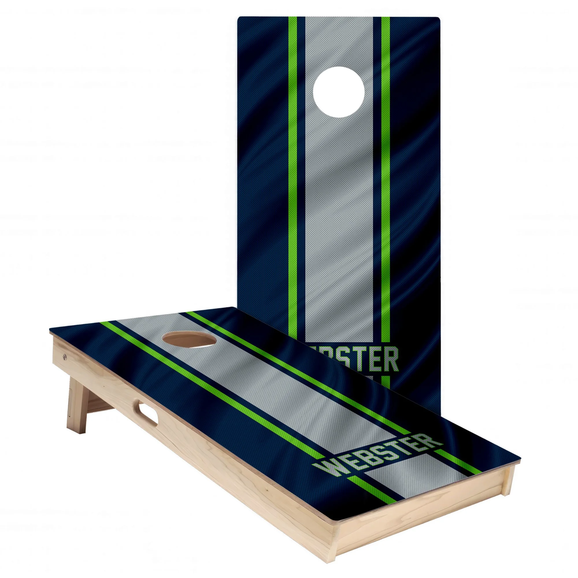 Personalized Seattle Seahawks Colors (Home) custom jersey texture Cornhole board wrap sticker decal set