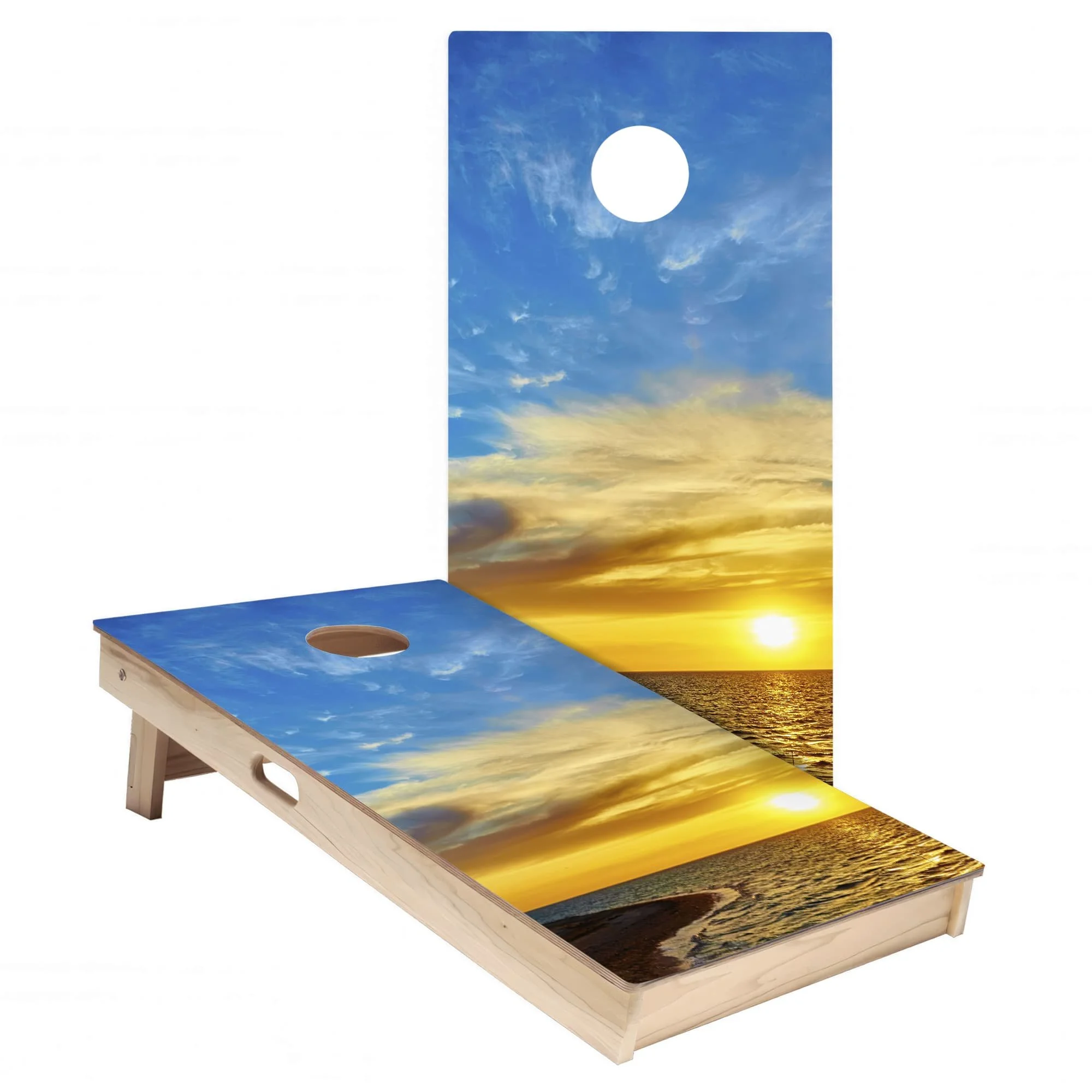 Ocean Sunrise #1 Cornhole Board Wrap Set