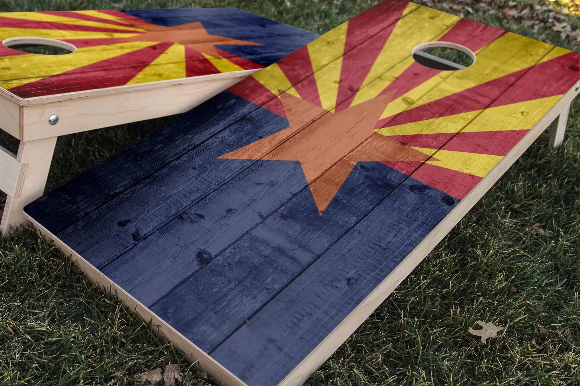 Arizona state flag rustic cornhole board wrap sticker decal set