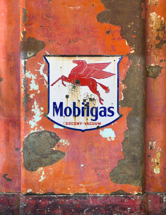 Retro Rustic Gas Pump Refrigerator Wrap Fridge door Mobilgas