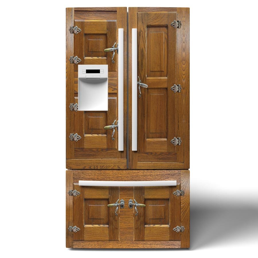 Icebox Lowell Custom Printed Vinyl French Refrigerator Wrap Front