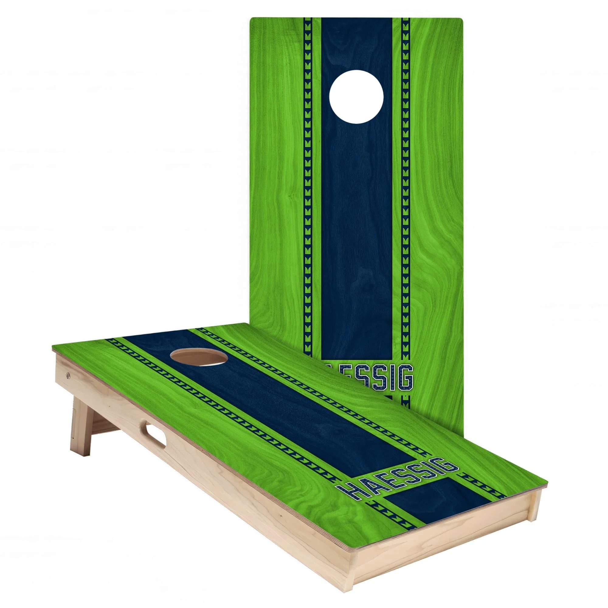 Seattle Colors (Alternate) Personalized Cornhole Board Wrap Set