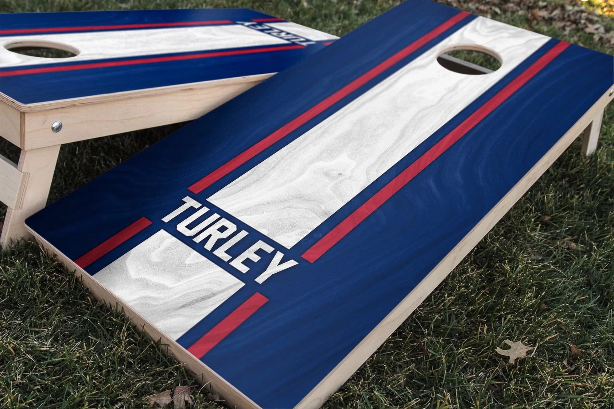 Personalized New York Giants Colors (Home) custom wood Cornhole board wrap sticker decal set