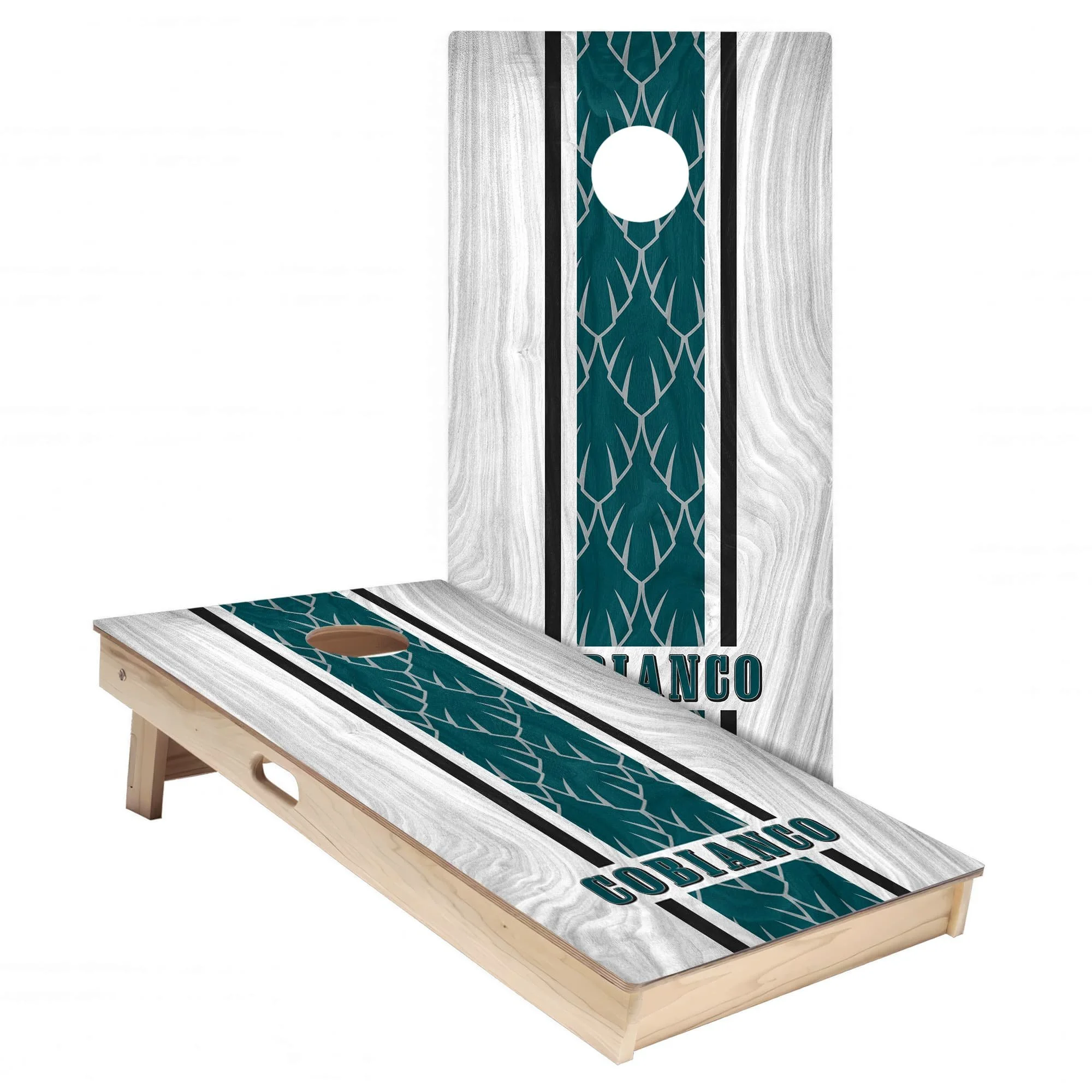 Eagles Colors (Away) Personalized Cornhole Board Wrap Set