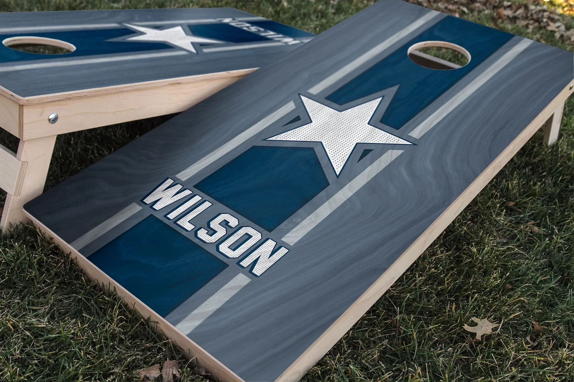 Personalized New England Patriots Colors (Rival) custom wood Cornhole board wrap sticker decal set