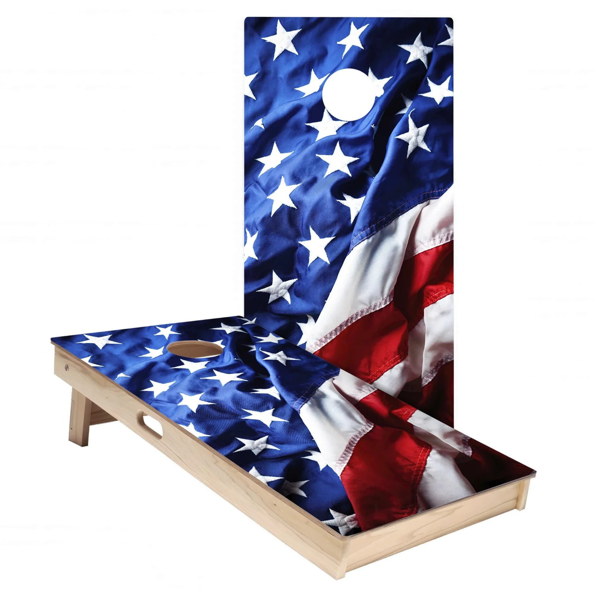 rippled stars and stripes United States flag cornhole board vinyl wrap decal skin set
