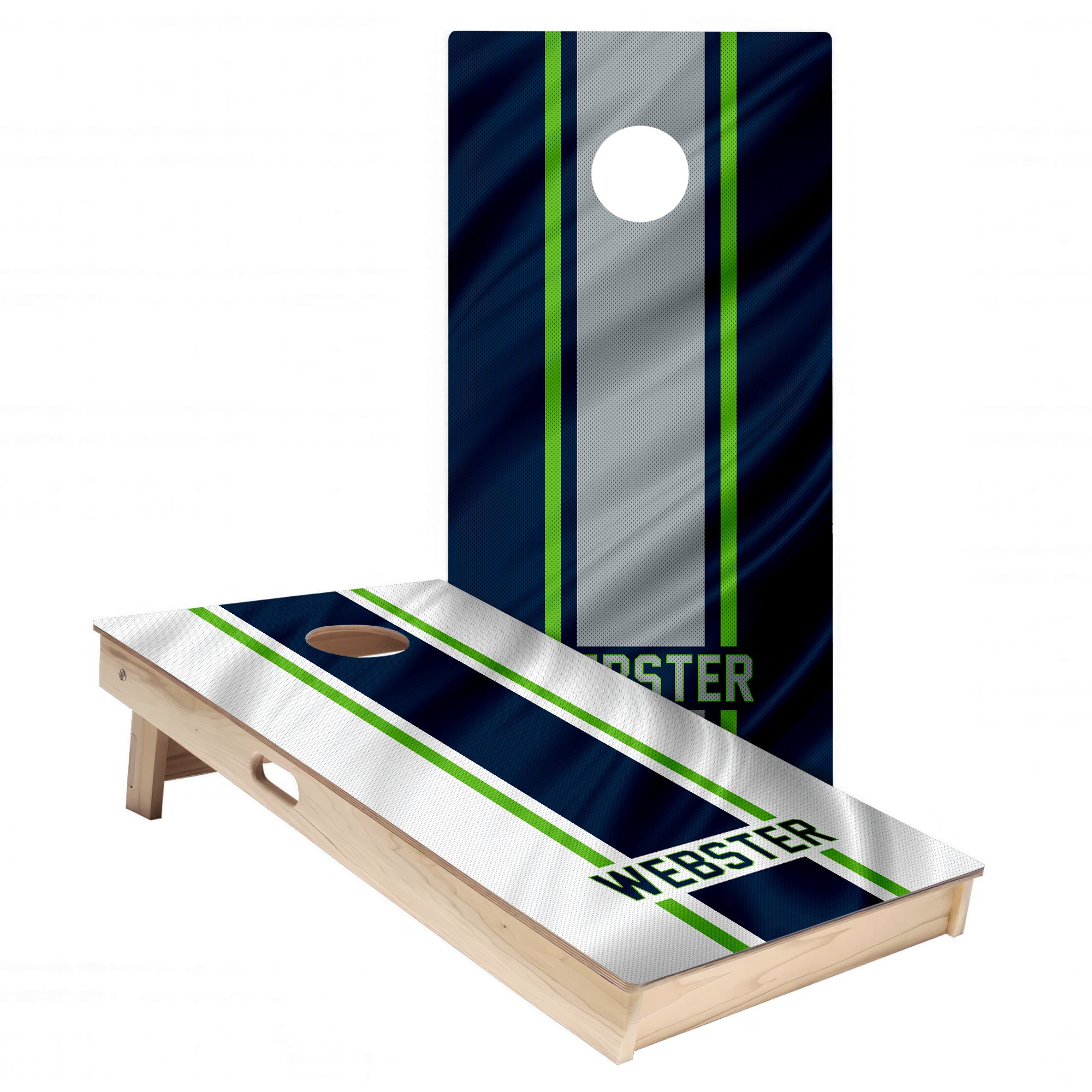Personalized Seattle Seahawks Colors (Home & Away) custom jersey texture Cornhole board wrap sticker decal set