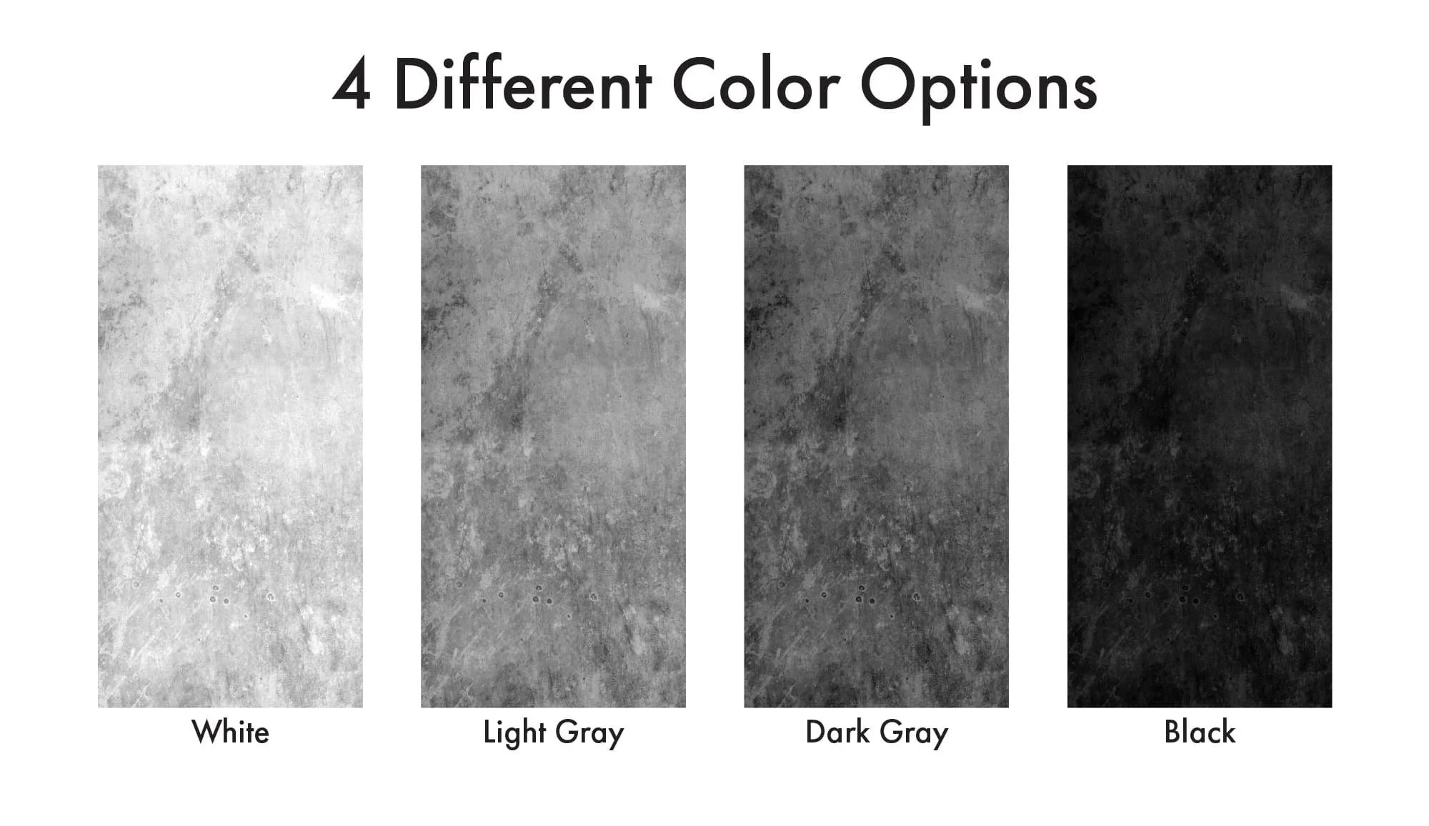 An image showing the 4 different color options of our grungy concrete texture custom printed door wrap.