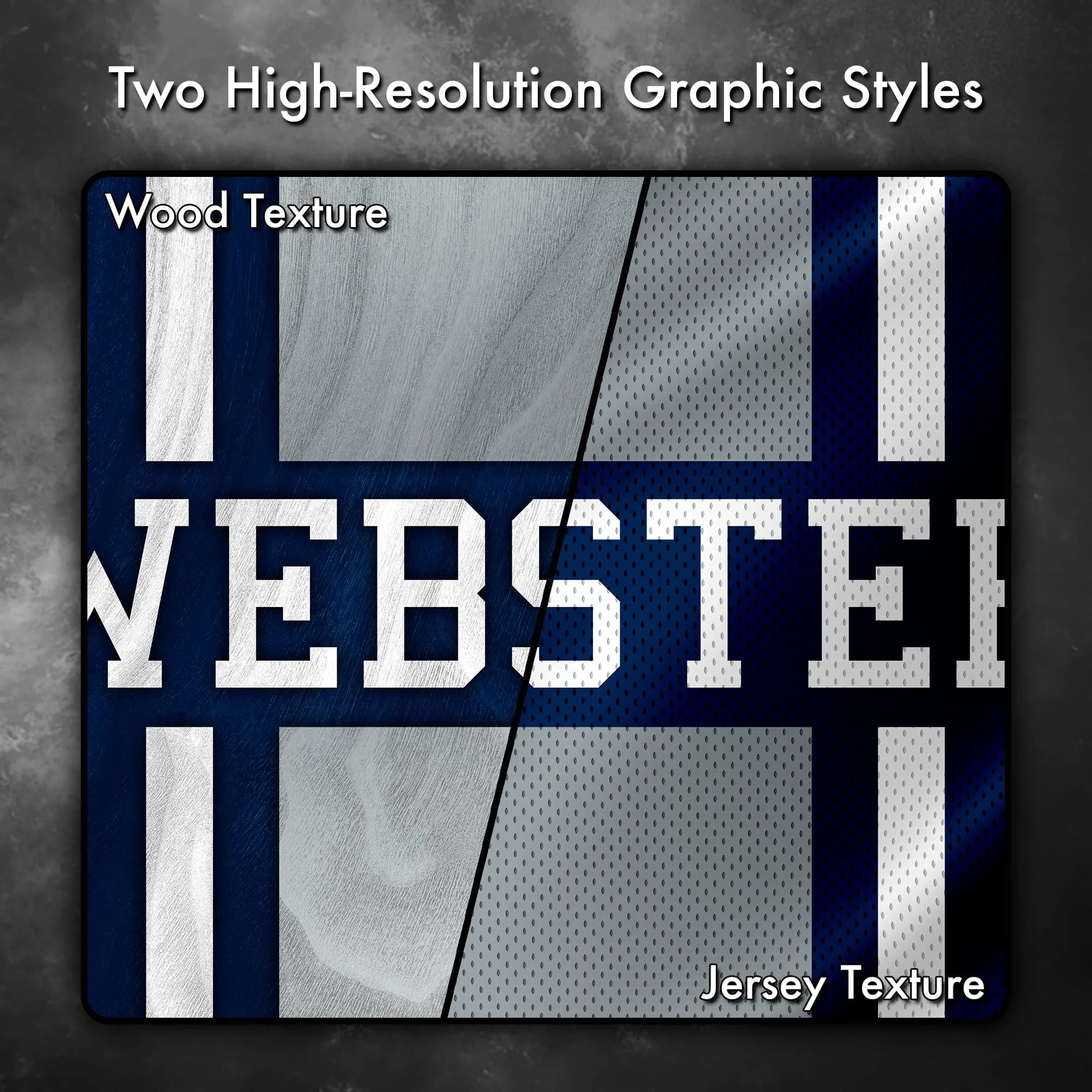 Close up image showing the wood grain and jersey texture options of this cornhole board vinyl wrap decal set (Copy)