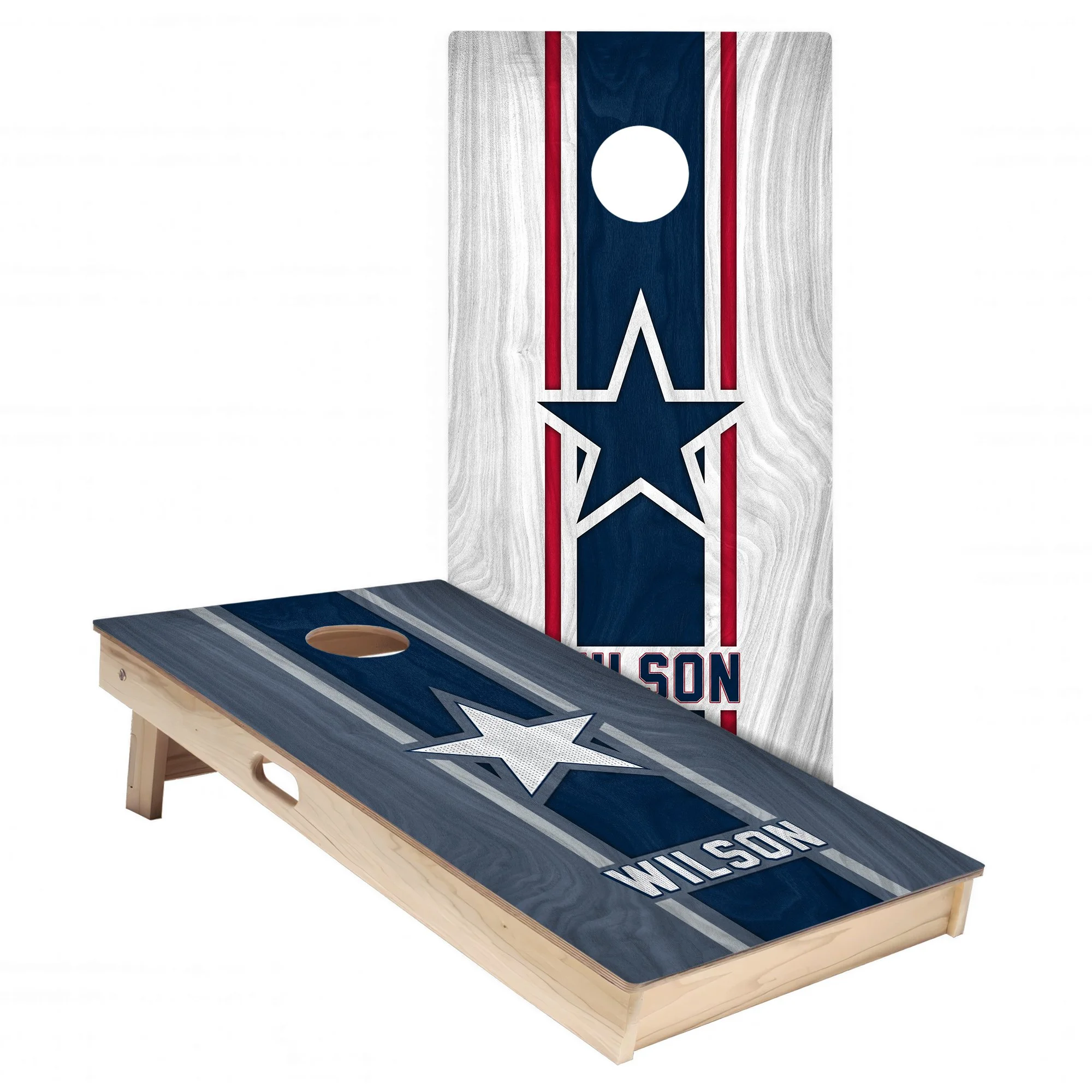 Personalized New England Patriots Colors (Away + Rival) custom wood Cornhole board wrap sticker decal set (Copy)