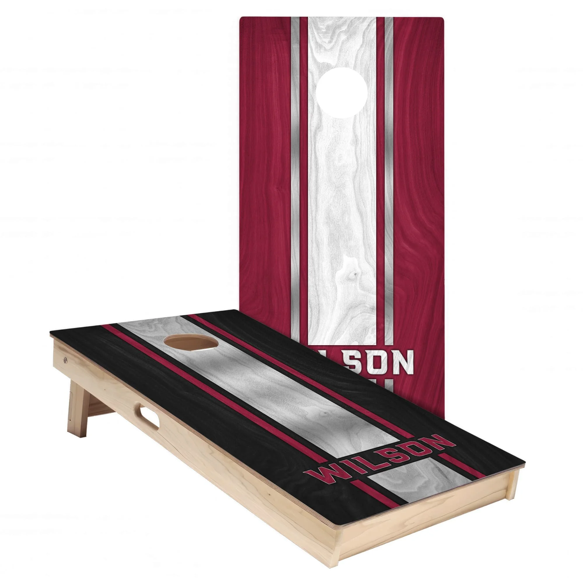 Personalized Arizona Cardinals Colors (Alternate & Home) custom wood texture Cornhole board wrap sticker decal set