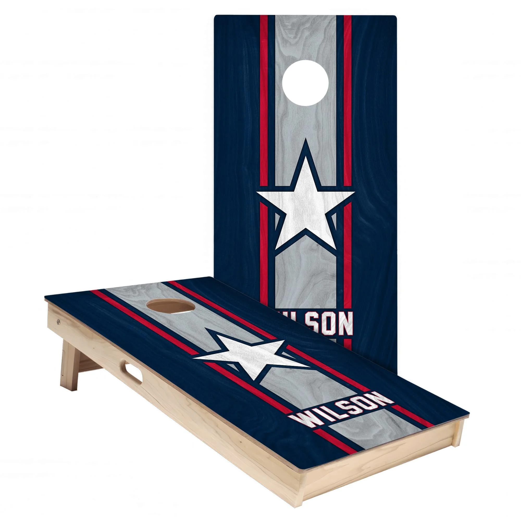 New England Colors (Home) Personalized Cornhole Board Wrap Set