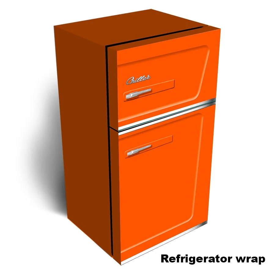 Orange Retro Chiller Refrigerator Wrap