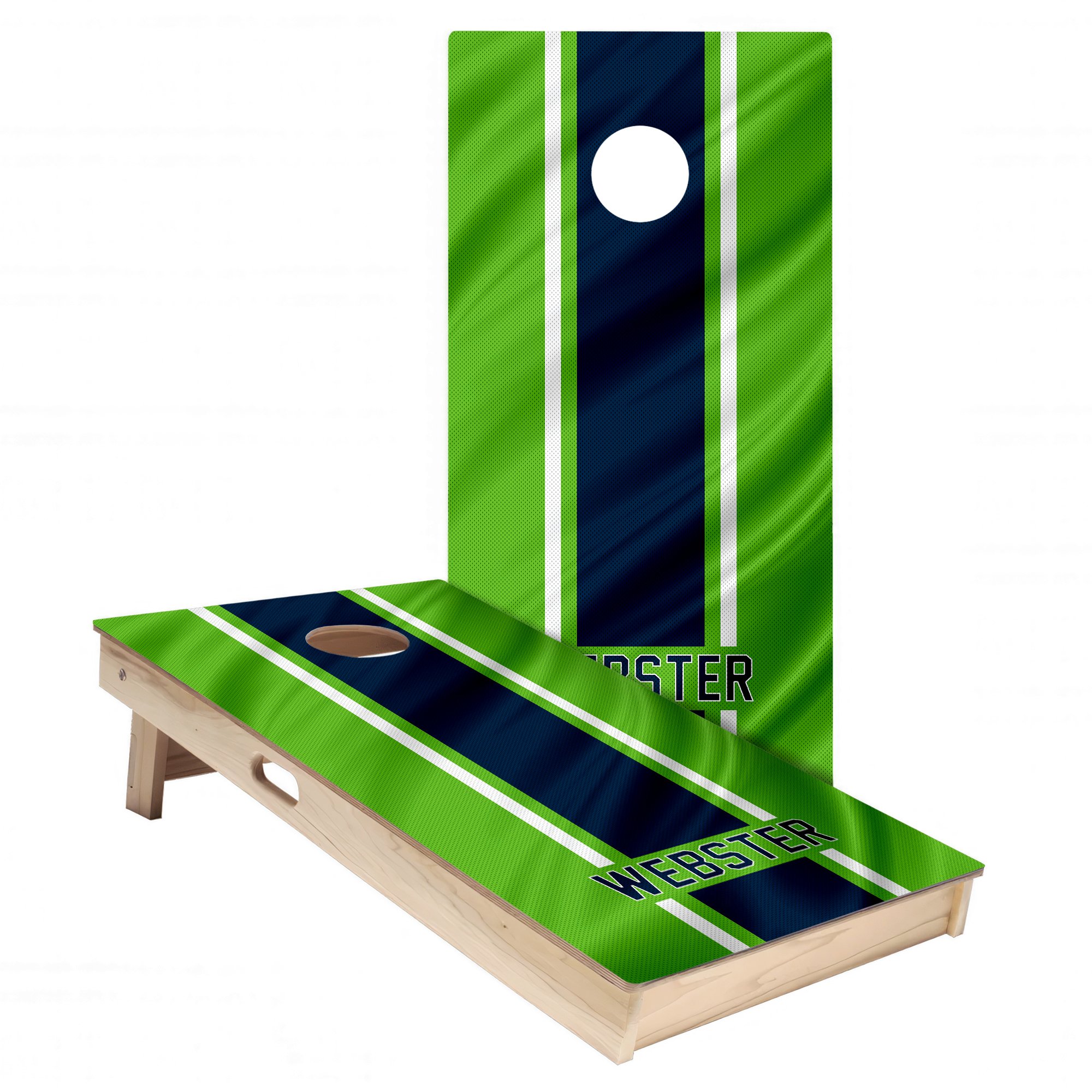 Personalized Seattle Seahawks Colors (Alternate) custom jersey texture Cornhole board wrap sticker decal set