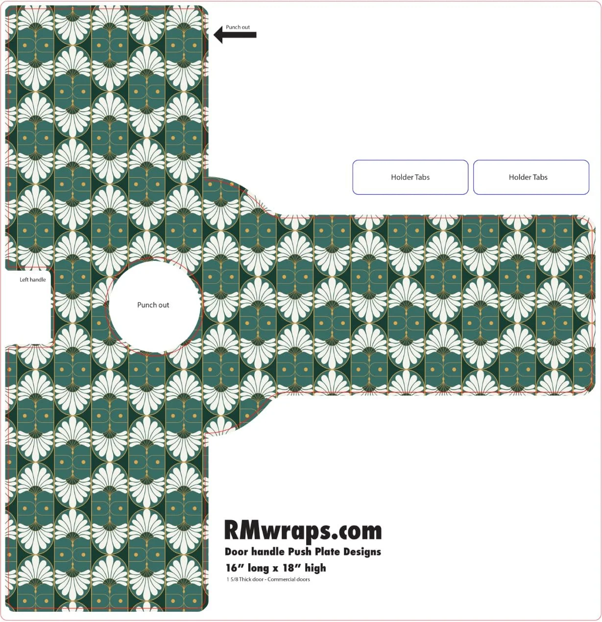 Green Modern Art Deco Patterns - Decorative Push Plate Wraps