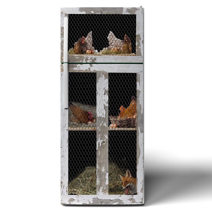 Chicken Coop Rustic Vinyl Refrigerator Wrap front.jpg