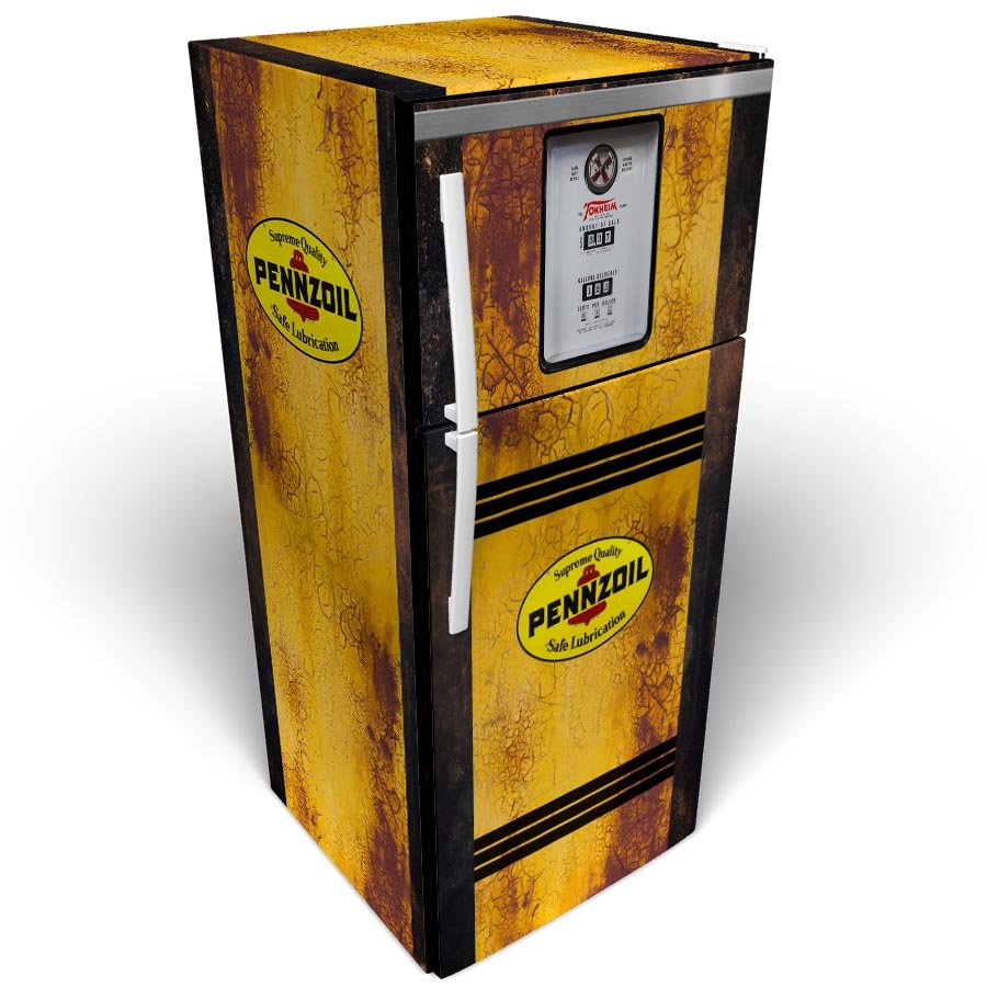Rusty Pennzoil Pump Refrigerator Wrap 45